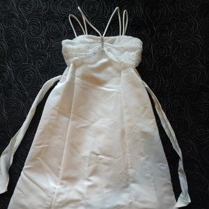 Youth White Dress with Shawl and Tiara/Veil Size 14